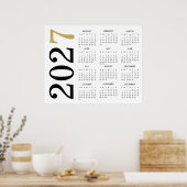 Moderner Schwarzer Kalender 2027 mit Gold Poster (Küche)