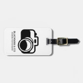 Moderner schwarzer Kamera-Ikonen-Fotograf Gepäckanhänger (Vorderseite horizontal)