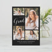 Moderner Schwarzer Klassiker 5 Foto Collage Abschl Ankündigung (Stehend Vorderseite)