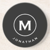 Moderner schwarzer Klassiker-Monogramm-Namenstest Getränkeuntersetzer (Vorne)