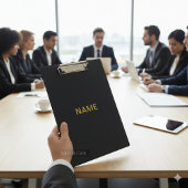 Moderner schwarzer Klemmbrett mit personalisiertem