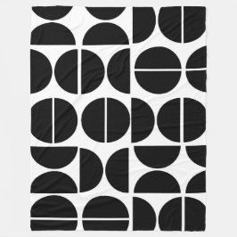 Moderner Schwarzer Kreis abstrakt Fleecedecke