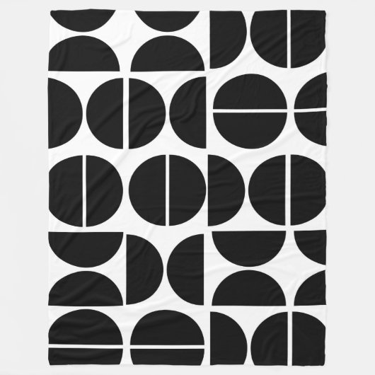 Moderner Schwarzer Kreis abstrakt Fleecedecke (Vorderseite)