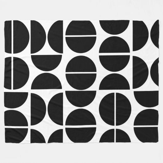 Moderner Schwarzer Kreis abstrakt Fleecedecke (Vorderseite (Horizontal))