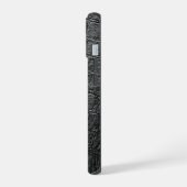 Moderner schwarzer Krokodil iPhone 15 Hülle (Linke Seite)