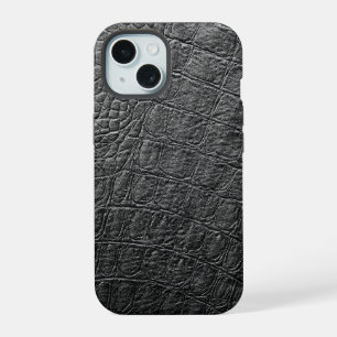 Moderner schwarzer Krokodil iPhone 15 Hülle