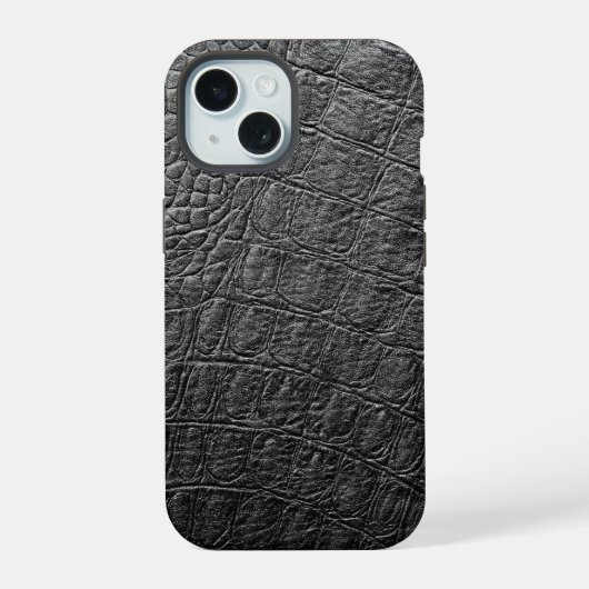 Moderner schwarzer Krokodil iPhone 15 Hülle (Rückseite)