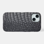 Moderner schwarzer Krokodil iPhone 15 Hülle (Rückseite (Horizontal))