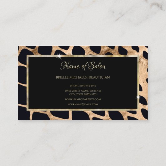 Moderner Schwarzer Kupfer- und Golddrucksalon Visitenkarte (Rückseite)