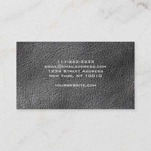 Moderner schwarzer lederner Blick berufliches Visitenkarte (Rückseite)
