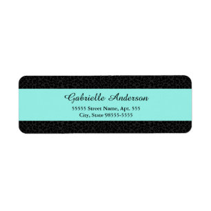 Moderner schwarzer Leopard Print Aqua Strip mit Na
