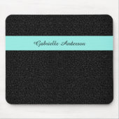 Moderner schwarzer Leopard Print Aqua Strip mit Na Mousepad (Vorne)