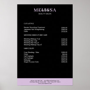 Moderner Schwarzer Lila Preisliste Poster
