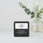 Moderner Schwarzer Logo-QR-Code-Scan-Website-Quadr Quadratische Visitenkarte (Stehend Vorderseite)