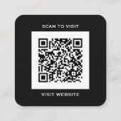 Moderner Schwarzer Logo-QR-Code-Scan-Website-Quadr Quadratische Visitenkarte (Rückseite)
