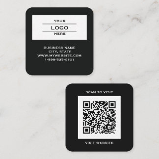 Moderner Schwarzer Logo-QR-Code-Scan-Website-Quadr Quadratische Visitenkarte