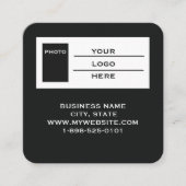 Moderner schwarzer Logo-QR-Code-Scan-Website-Quadr Quadratische Visitenkarte (Vorderseite)