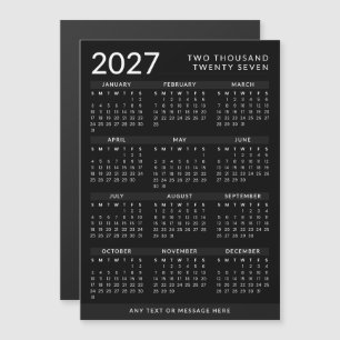 Moderner schwarzer Magnetkalender 2027 nach Maß Magnetkarte