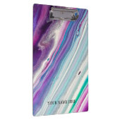 Moderner Schwarzer Marmor Designer Personalisiert Klemmbrett (Rechts)