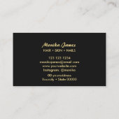 Moderner Schwarzer Marmor Glitzer Gold Schönheitss Visitenkarte (Rückseite)