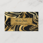 Moderner Schwarzer Marmor Glitzer Gold Schönheitss Visitenkarte (Vorderseite)
