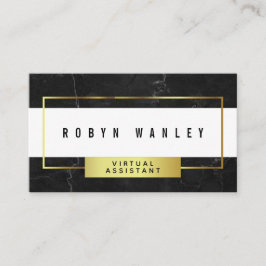 Moderner schwarzer Marmor mit Weiß und Gold Visitenkarte