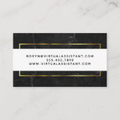 Moderner schwarzer Marmor mit Weiß und Gold Visitenkarte (Rückseite)