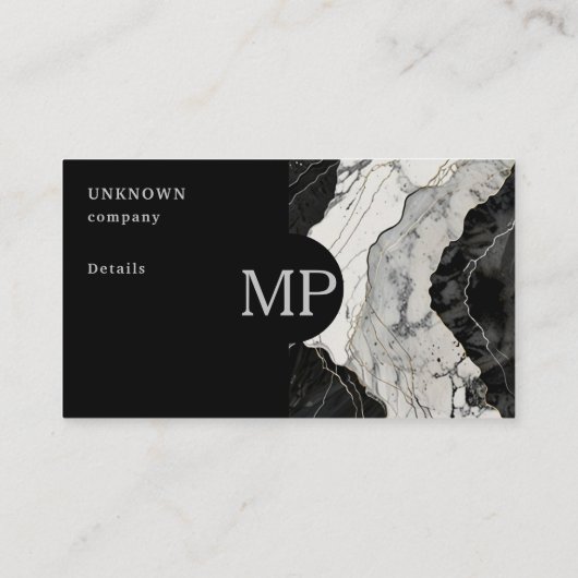 Moderner schwarzer Marmor und Silber formell Visitenkarte