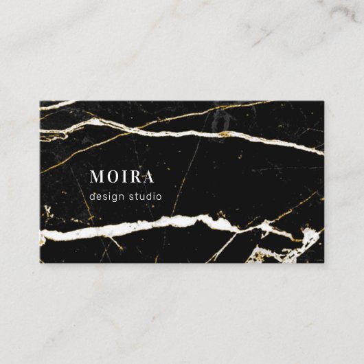 Moderner schwarzer Marmor Visitenkarte (Vorderseite)