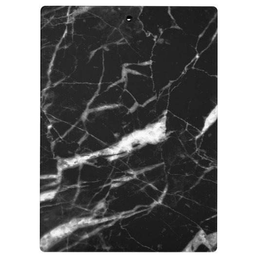 Moderner schwarzer Marmordesigner personalisiert Klemmbrett (Rückseite)