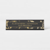 Moderner schwarzer Marmorstein Minimalistisch Schreibtischnamensplakette (Vorderseite )