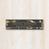 Moderner schwarzer Marmorstein Minimalistisch Türschild (Vorderseite )