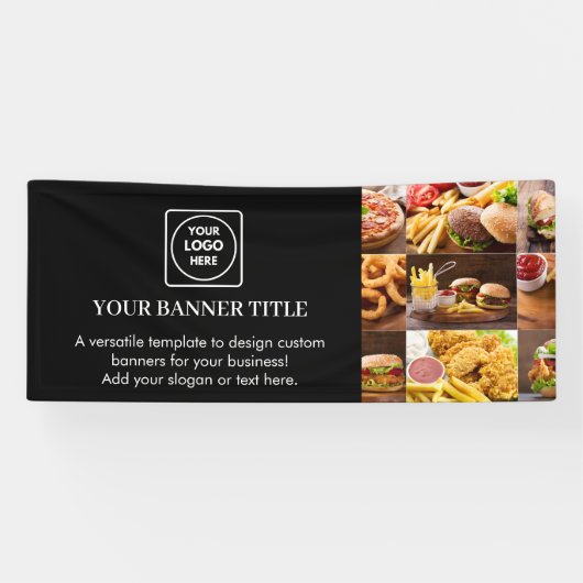 Moderner schwarzer maßgeschneiderter Event- Werbeb Banner (Horizontal)