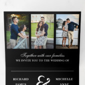 Moderner Schwarzer Minimal 3 in 1 Foto Collage Wed Dreifach Gefaltete Einladung (Innen Erste Seite)