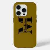 Moderner, schwarzer Minimal-Monogramm Case-Mate iPhone Hülle (Rückseite)