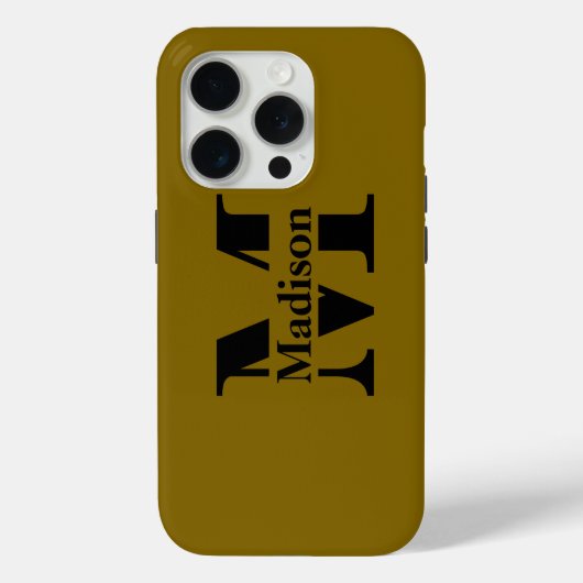 Moderner, schwarzer Minimal-Monogramm Case-Mate iPhone Hülle (Rückseite)