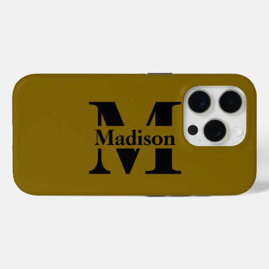 Moderner, schwarzer Minimal-Monogramm Case-Mate iPhone Hülle (Rückseite (Horizontal))