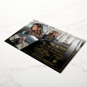 Moderner schwarzer Minimalismus mit 3 Fotos Abschl Folieneinladung (Gedreht)