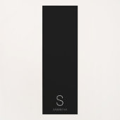 Moderner Schwarzer Minimalname für Monogramm Yogamatte (Vorderseite)