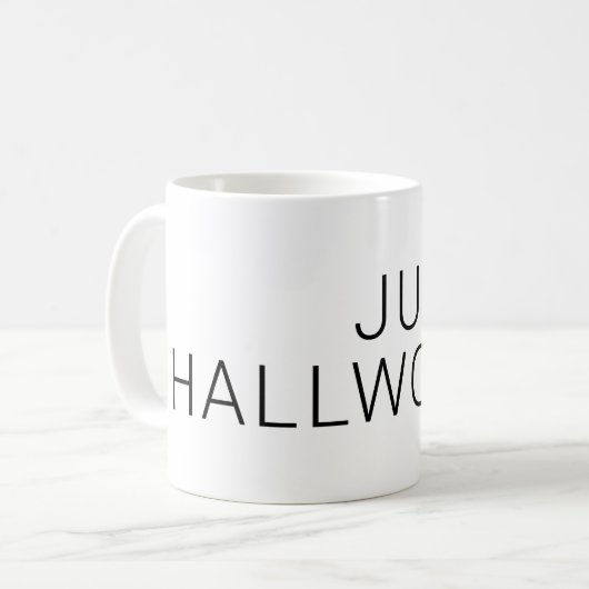 Moderner schwarzer Name in Weiß Kaffeetasse (Vorderseite Links)