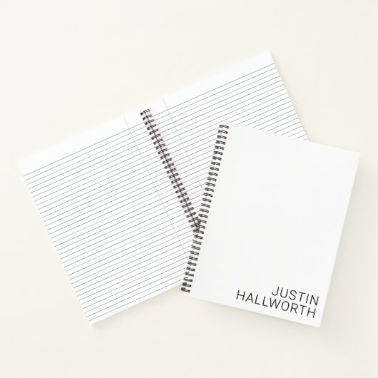 Moderner schwarzer Name in Weiß Notizblock (Innenseite)