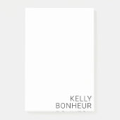 Moderner schwarzer Name in Weiß Post-it Klebezettel (Vorderseite)