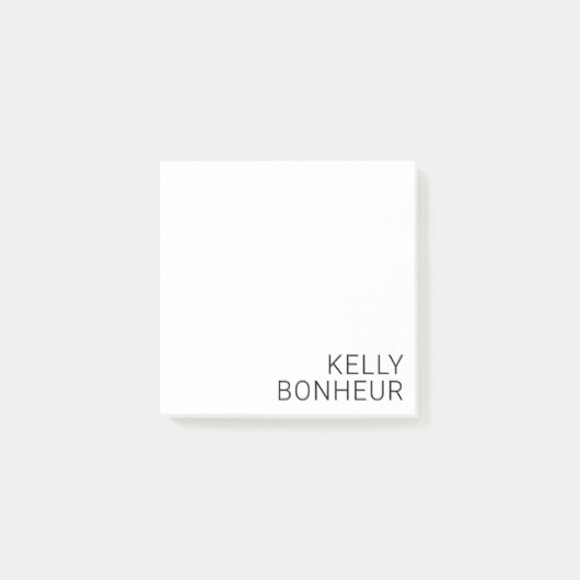 Moderner schwarzer Name in Weiß Post-it Klebezettel (Vorderseite)