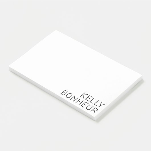 Moderner schwarzer Name in Weiß Post-it Klebezettel (angewinkelt)