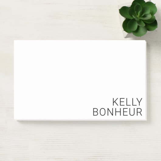 Moderner schwarzer Name in Weiß Post-it Klebezettel (Büro)