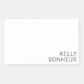 Moderner schwarzer Name in Weiß Post-it Klebezettel (Vorderseite)