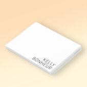 Moderner schwarzer Name in Weiß Post-it Klebezettel