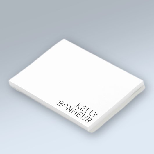 Moderner schwarzer Name in Weiß Post-it Klebezettel