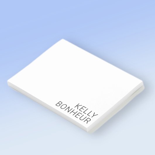 Moderner schwarzer Name in Weiß Post-it Klebezettel