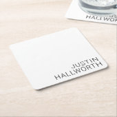 Moderner schwarzer Name in Weiß Rechteckiger Pappuntersetzer (angewinkelt)